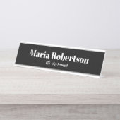 Zakelijk Zwart-wit Eenvoudig Aangepast Bureau Naambordje (Voorkant)