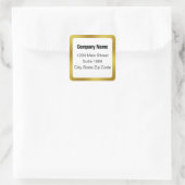 Zakelijk Zwart Wit en Goud Elegant Adres Vierkante Sticker (Tas)