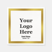 Zakelijk Zwart Wit en Goud Event Naam Datum Servet (Voorkant)