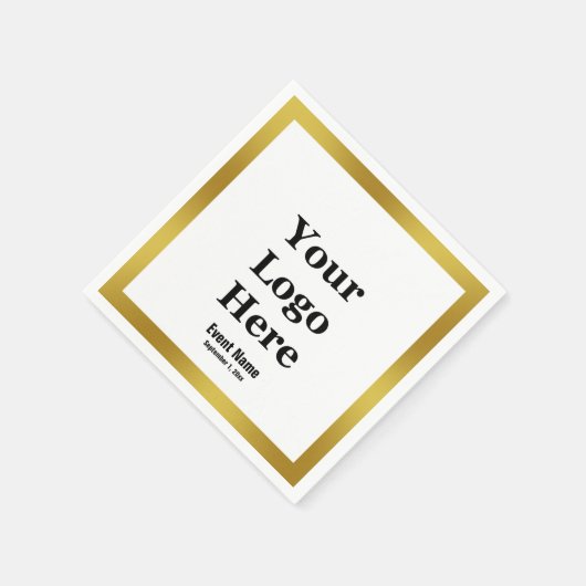 Zakelijk Zwart Wit en Goud Event Naam Datum Servet (Hoek)