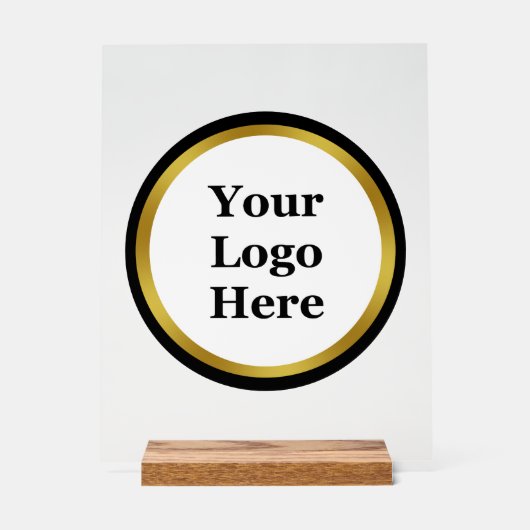 Zakelijk Zwart Wit en Goud Logo Sjabloon Acryl Bord (Voorkant)