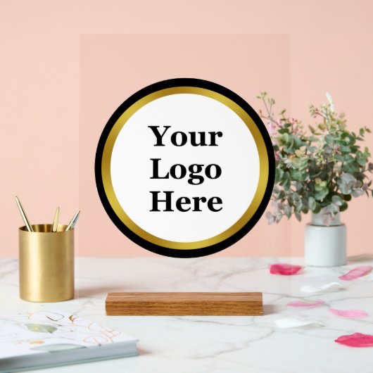 Zakelijk Zwart Wit en Goud Logo Sjabloon Acryl Bord (Huwelijk)