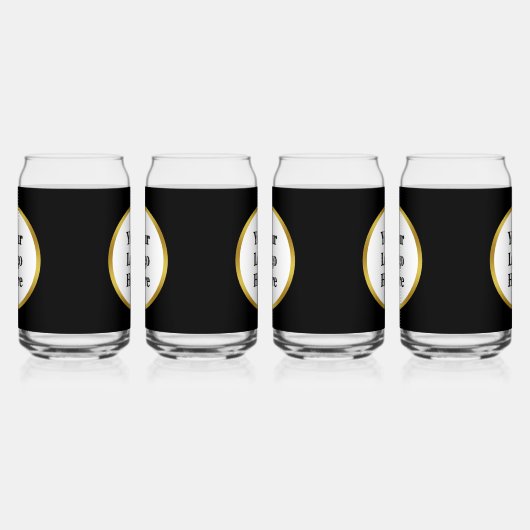 Zakelijk Zwart Wit en Goud Uw Logo Sjabloon Blikvorm Glas (Links)