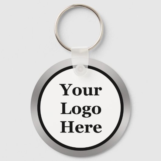 Zakelijk Zwart Wit en Zilver Uw Logo Sjabloon Sleutelhanger (Voorkant)