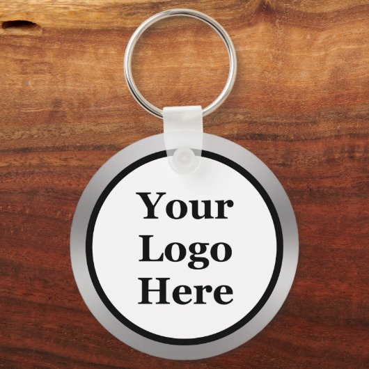 Zakelijk Zwart Wit en Zilver Uw Logo Sjabloon Sleutelhanger (Achterkant)