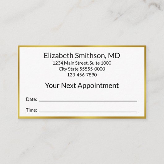 Zakelijk Zwart Wit Goud Doctor Kantoor Uw volgende Afsprakenkaartje (Voorkant)