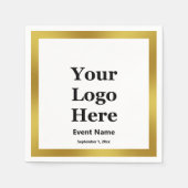 Zakelijk Zwart Wit Goud Elegant Evenement Naam Dat Servet (Voorkant)