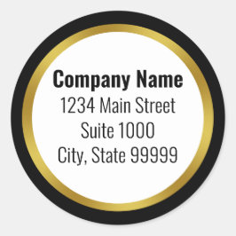 Zakelijk Zwart Wit & Goud Elegant Retouradres Ronde Sticker
