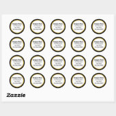 Zakelijk Zwart Wit & Goud Elegant Retouradres Ronde Sticker (Vel)