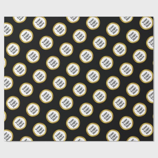 Zakelijk Zwart Wit Goud Elegant Uw Logo Hier Cadeaupapier (Vlak)