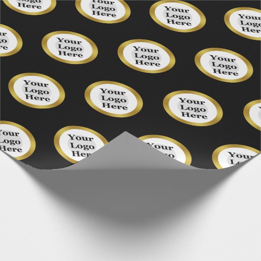 Zakelijk Zwart Wit Goud Elegant Uw Logo Hier Cadeaupapier (Hoek)