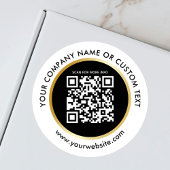 Zakelijk Zwart Wit Goud Website QR Code Verzending Ronde Sticker
