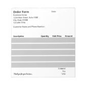 Zakelijk Zwart Wit Lichtgrijs Bestelformulier Notitieblok (Voorkant)