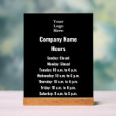 Zakelijk Zwart-wit Logo Werkuren Acryl Bord (Neutraal)