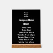 Zakelijk Zwart-wit Logo Werkuren Acryl Bord (Voorkant)