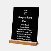 Zakelijk Zwart-wit Logo Werkuren Acryl Bord (Hoek)
