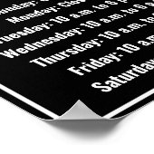 Zakelijk Zwart-wit Logo Werkuren Poster (Hoek)