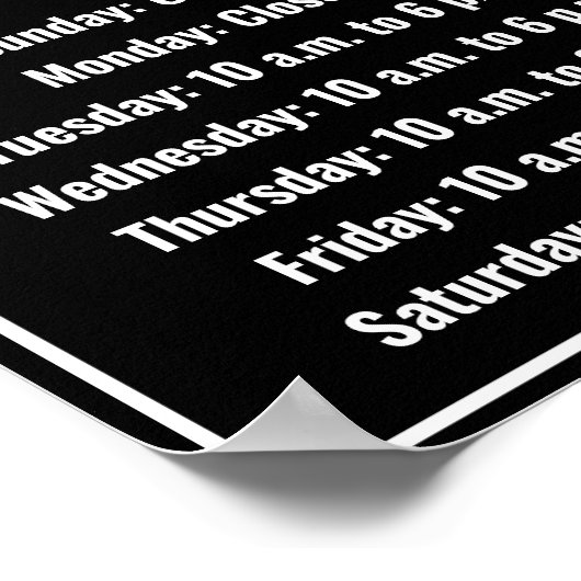 Zakelijk Zwart-wit Logo Werkuren Poster (Hoek)