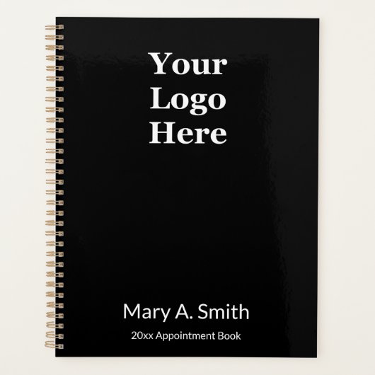 Zakelijk Zwart Wit Naam Logo Afsprakenboek Planner (Voorkant)