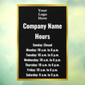 Zakelijk Zwart Wit Uw Logo-bedrijfsuren Raamsticker (Vel 3)