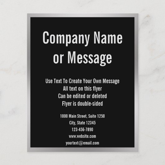 Zakelijk Zwart Zilver en Wit Tekst Sjabloon Flyer (Voorkant)