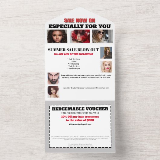 Zakelijke 13 promotionele verkoopbon grijs all in one uitnodiging (Binnen)