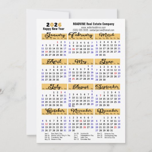 Zakelijke 2025 Agenda Modern Zwarte Script Eenvoud Feestdagenkaart (Voorkant)