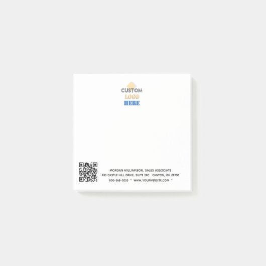 Zakelijke aangepaste Logo QR-code Website telefoon Post-it® Notes (Voorkant)