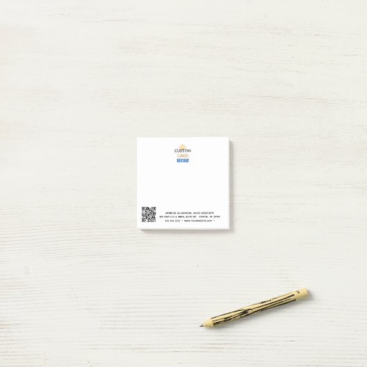 Zakelijke aangepaste Logo QR-code Website telefoon Post-it® Notes (Op bureau)