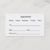 Zakelijke aanstellingskaarten voor tandheelkundige visitekaartje (Achterkant)