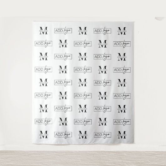 Zakelijke achtergrond Stap & Herhaal Twee Logo Ban Wandkleed (Voorkant)