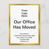 Zakelijke adreswijziging Gold White Aankondiging Briefkaart (Voorkant)