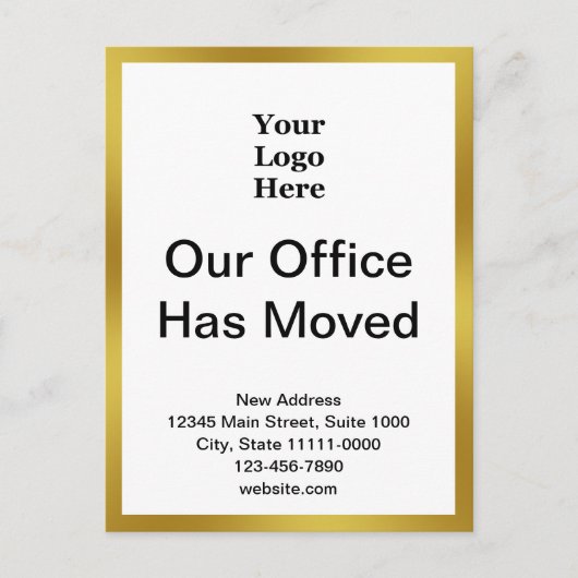 Zakelijke adreswijziging Gold White Aankondiging Briefkaart (Voorkant)