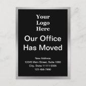 Zakelijke adreswijziging Sjabloon zwart en zilver Briefkaart (Voorkant)