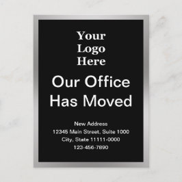 Zakelijke adreswijziging Sjabloon zwart en zilver Briefkaart
