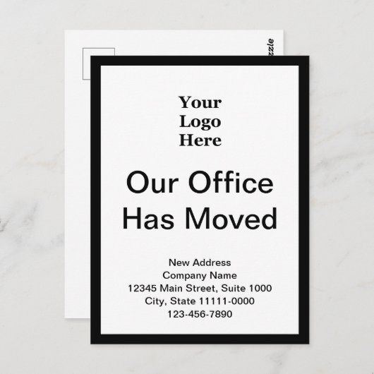 Zakelijke adreswijziging zwart-wit 2-zijdig briefkaart (Voorkant / Achterkant)