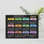 Zakelijke agenda 2026 Modern Zwart Eenvoudige Kleu Feestdagenkaart (Staand voorkant)