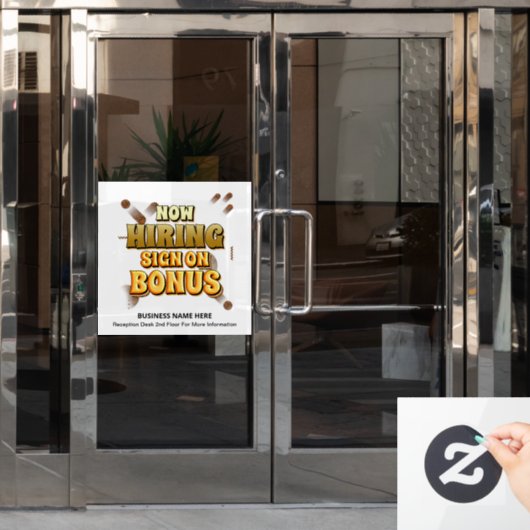 Zakelijke banen nu het inhuren van werknemers op m raamsticker (Kantoordeur)