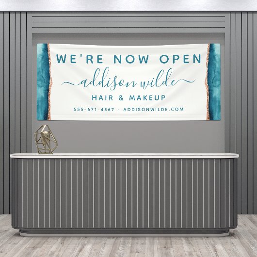 Zakelijke banner voor blauwgroen en Gold Waterverf