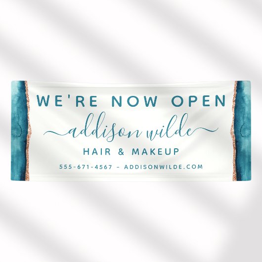 Zakelijke banner voor blauwgroen en Gold Waterverf