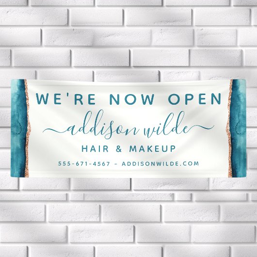 Zakelijke banner voor blauwgroen en Gold Waterverf