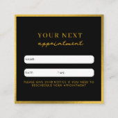 Zakelijke Beauty Afspraakkaart Zwart Goud Vierkante Visitekaartje (Voorkant)