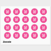 Zakelijke bedankjes aangepaste QR-code roze Ronde Sticker (Vel)