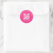 Zakelijke bedankjes aangepaste QR-code roze Ronde Sticker (Tas)