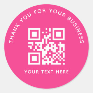 Zakelijke bedankjes aangepaste QR-code roze Ronde Sticker