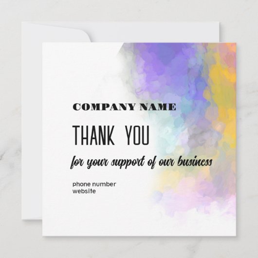 Zakelijke bedankkaart Heldere Kleurrijke Kunst (Voorkant)