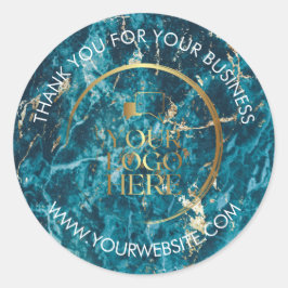 Zakelijke bedankstickers Aangepaste logo Aqua Ronde Sticker
