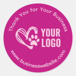 Zakelijke bedankstickers met logo roze ronde sticker