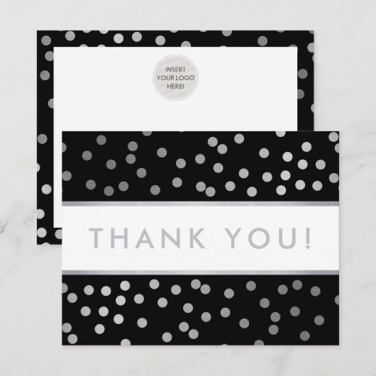 ZAKELIJKE BEDANKT modern glam zilver confetti spot (Voorkant / Achterkant)