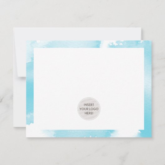 ZAKELIJKE BEDANKT moderne waterverf aqua blauw LOG (Achterkant)